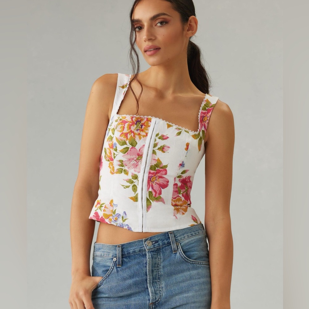 Reformation Tagliatelle Linen Top in Giverny